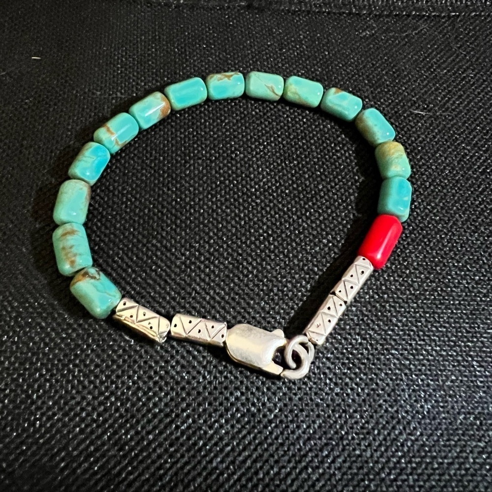 Vintage Blue Turquoise & Coral Bead Southwestern Native American Indian Style